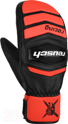 Варежки лыжные Reusch Warrior Team / 6211422-7809 (р-р 8.5, Mitten Black/Fluo Red)