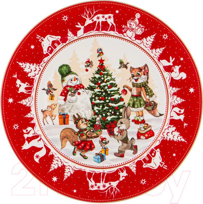 Тарелка закусочная (десертная) Lefard Елка 85-1879 (красный)