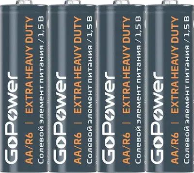 Комплект батареек GoPower Carbon Zinc PRO AA/R6 / 00-00015592 (4шт)