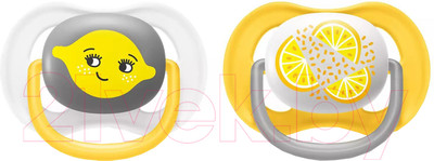 Набор пустышек Philips AVENT Ultra Air Лимон, Апельсин / SCF080/18 (2шт)