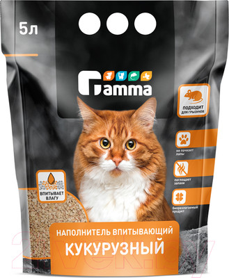 Наполнитель для туалета Gamma Впитывающий кукурузный / 20302001 (5л)