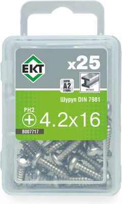 Шуруп ЕКТ С полукруглой головкой PH 4.2x16 DIN7981 / B007717 (25шт, сталь)