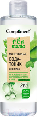Мицеллярная вода Compliment Ecomania 2в1 На основе центеллы (400мл)