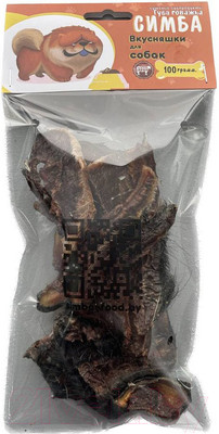 Лакомство для собак Симба Губа говяжья сушеная Кусочки (100г)