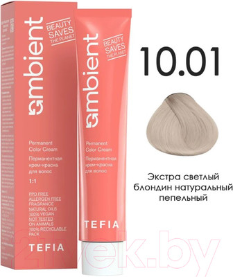 Крем-краска для волос Tefia Ambient Перманентная 10.01 (60мл, экстра светлый блондин натуральный пепельный)