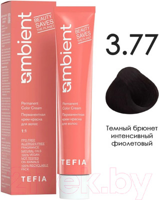Крем-краска для волос Tefia Ambient Перманентная 3.77 (60мл, темный брюнет интенсивный фиолетовый)