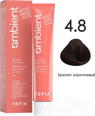 Крем-краска для волос Tefia Ambient Перманентная 4.8 (60мл, брюнет коричневый)