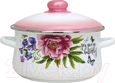 Кастрюля Эмаль Розовый бутон 01-В1614/6