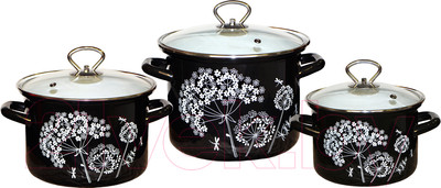 Набор кастрюль КМЗ Ажур-5-1 Люкс стиль (3шт, черный)
