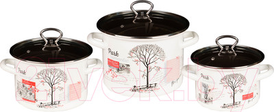 Набор кастрюль КМЗ Осенний парк-5-1 Люкс стиль (3шт, белый)