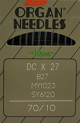 Набор игл для промышленной швейной машины Organ DCx27 70 ORG-10 (универсальные)