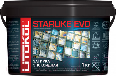 Фуга эпоксидная Litokol Starlike Evo S.320 (1кг, голубой карибский)