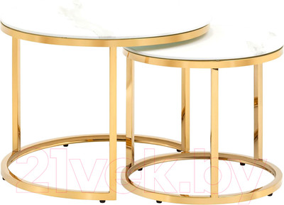 Комплект журнальных столиков Stool Group Селена / EET-131-2S-TG White (стекло белый мрамор/золото)