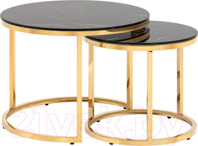 Комплект журнальных столиков Stool Group Селена / EET-131-2S-TG Black (стекло черный мрамор/золото)
