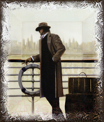 Картина Декарт Мужчина на причале с чемоданом 8Л0627 (в раме)