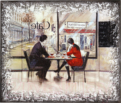 Картина Декарт Пара в кафе за столиком 8Л2745 (в раме)