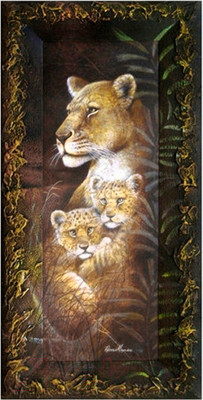 Картина Декарт Львица и львята 8Л2762 (в раме)