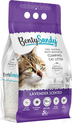 Наполнитель для туалета BentySandy Бентонит комкующийся Lavender Color Granules (5л/4.35кг)