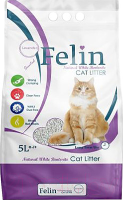 Наполнитель для туалета Felin Бентонит комкующийся Lavender (5л)