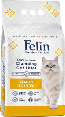 Наполнитель для туалета Felin Бентонит комкующийся Lemon (5л)