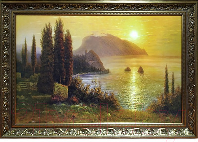 Картина Декарт Море и горы на закате 8Л1677 (в раме)