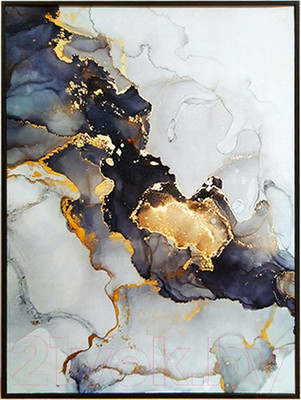 Картина Декарт Абстракция мрамор с золотом-1 8Л3094 (в раме)