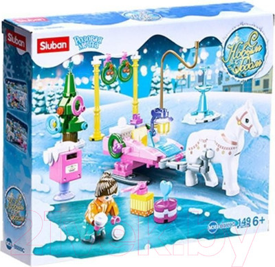 Конструктор Sluban Розовая Мечта. Сани с лошадкой / 6958194