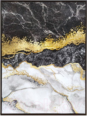 Картина Декарт Абстракция мрамор с золотом-2 8Л3095 (в раме)