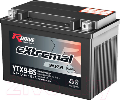 Мотоаккумулятор RDrive eXtremal Silver YTX9-BS (8.4 А/ч)