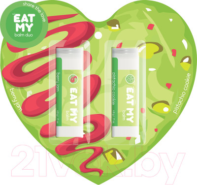 Набор бальзамов для губ Eat My Поделись любовью Фисташка+ягоды (2шт)