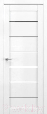 Дверь межкомнатная Deform V7 ДО 70x200 (вайт вуд/стекло черный лак)