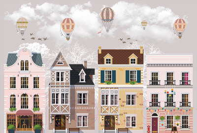 Фотообои листовые Vimala Город и шары (270x400)