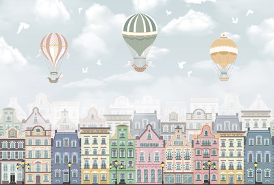 Фотообои листовые Vimala Город и шары 2 (270x400)