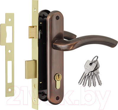 Замок врезной Нора-М N23-70 Л (старая медь)