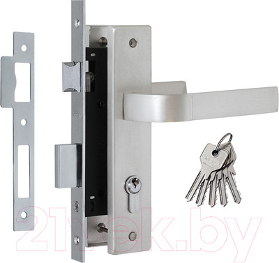 Замок врезной Нора-М N107-70 Л (белый жемчуг)