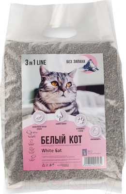 Наполнитель для туалета Белый кот Комкующийся 3 в 1 (10л/7кг)