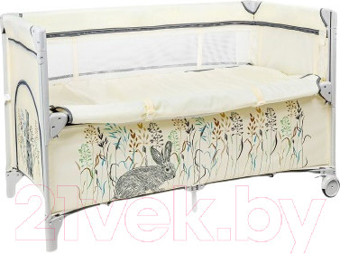 Кровать-манеж Amarobaby Transform Flora / AMARO-26TrF/03 (бежевый)