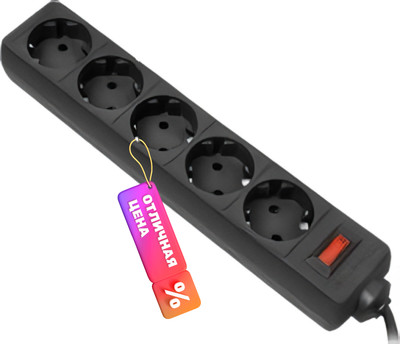 Сетевой фильтр Defender ES 99485 (3м, 5 розеток, черный)