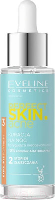 Сыворотка для лица Eveline Cosmetics Perfect Skin.Acn Ночная с 10% комплексом кислот АНА+ВНА+РНА (30мл)