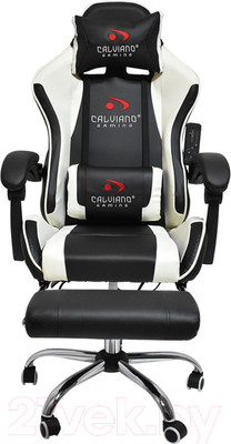 Кресло геймерское Calviano Avanti Ultimato с подножкой (черный/белый/черный)