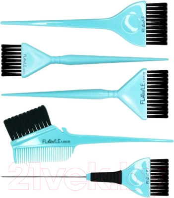 Набор кистей для окрашивания волос Flawle 1.502.01 (5шт, голубой)