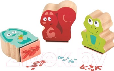 Набор для творчества Hape Набор штампов со следами зверей. Зверики / E1060_HP