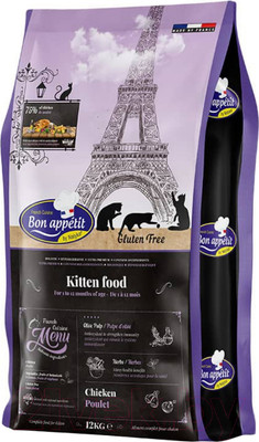 Сухой корм для кошек Bon Appetit Cat Kitten с курицей / 795356 (12кг)