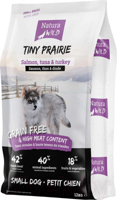 Сухой корм для собак Natura Wild Dog Tiny Prairie с лососем, тунцом и индейкой / 585437 (12кг)