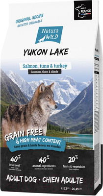 Сухой корм для собак Natura Wild Dog Yukon Lake с лососем, тунцом и индейкой / 795011 (12кг)