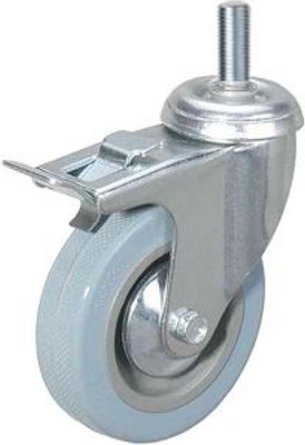 Колесо для тележки складской TOR Поворотное SCtgb 42 100мм с болтом и тормозом / 1003630