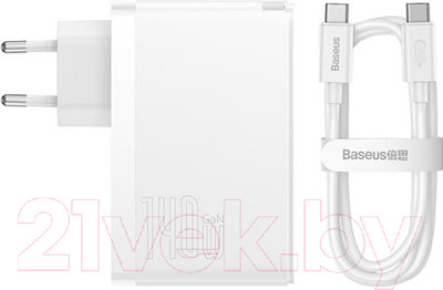 Зарядное устройство сетевое Baseus GaN5 Pro Fast Charger 2C+U 140W / CCGP100202 (белый)