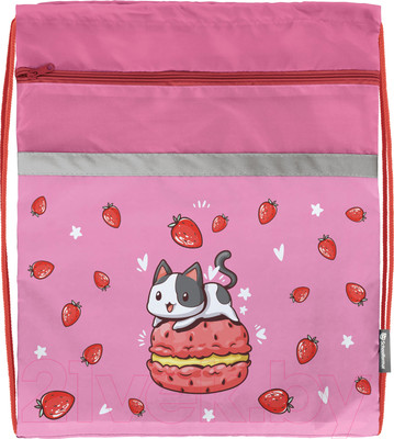 Мешок для обуви Schoolformat Strawberry Cat / МОБК-СРК (розовый)