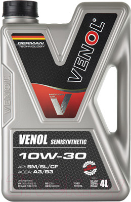 Моторное масло Venol Semisynthetic Multi PDG 10W40 SM/SL/CF A3/B4 / 003004 (4л)