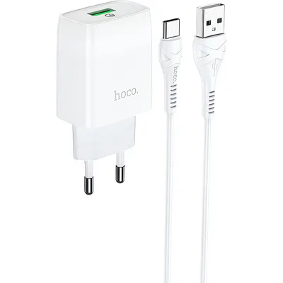 Зарядное устройство сетевое Hoco C72Q QC3.0 + кабель AM-Type-C / 6931474732552 (1м, белый)